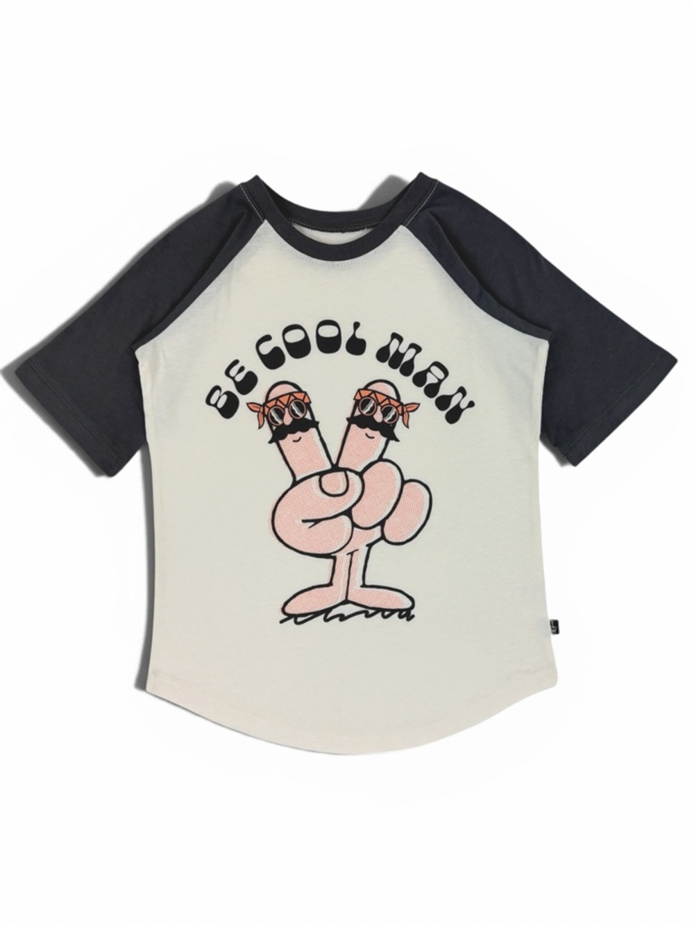 Kids 'Be Cool Man' Raglan Tee - Black & Cream